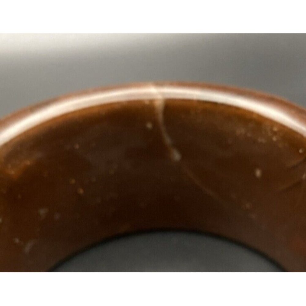 Signed Kenneth Lane Bangle Bracelet  1.5" Wide Inlaid Burled Chunky Wood 8" LOOK - Picture 5 of 15